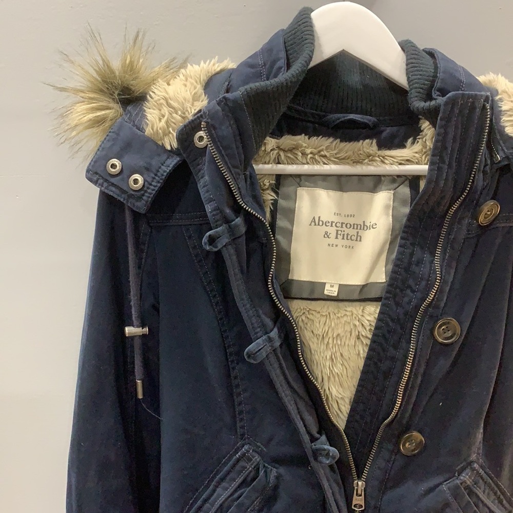 Abercrombie Fur Lined Navy Jacket